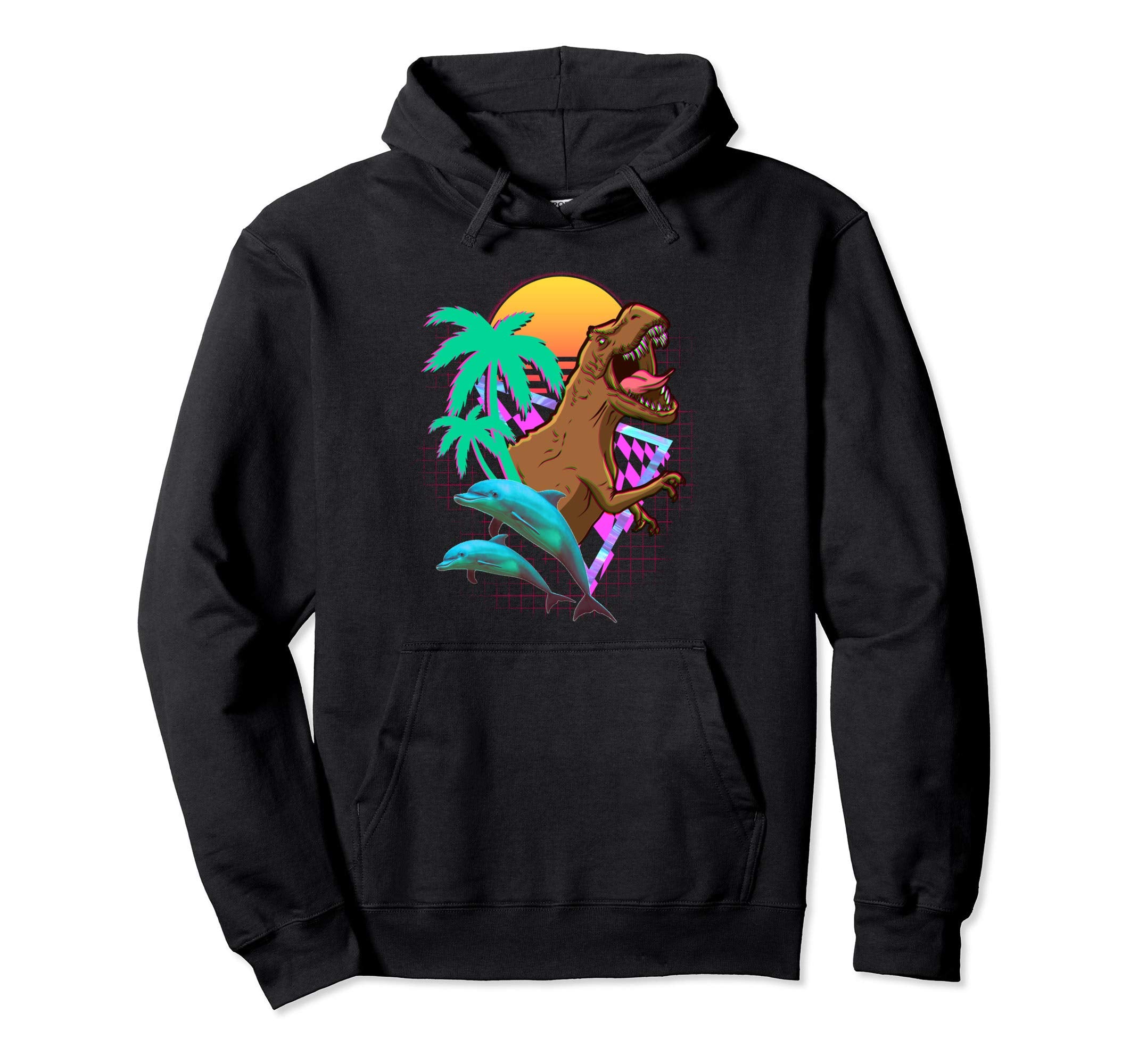 90S 80S T Rex Dinosaur Vaporwave Hoodie - Streetwear Style for Adults - T-Shirt, Sweatshirt, Hoodie