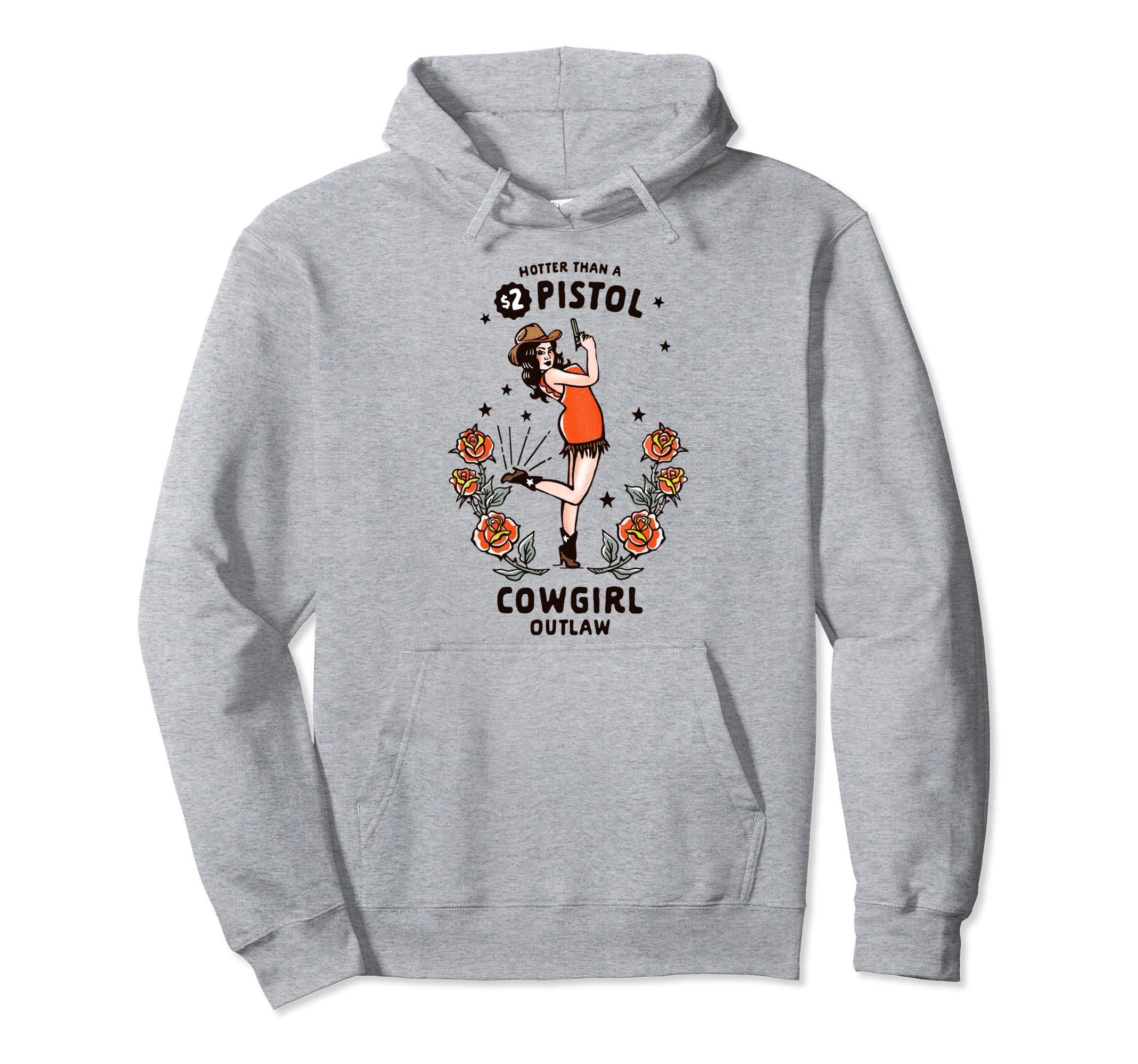 Womens Western Boho Outlaw Cowgirl Pinup Hoodie - Trendy Graphic for Adults - T-Shirt, Sweatshirt, Hoodie