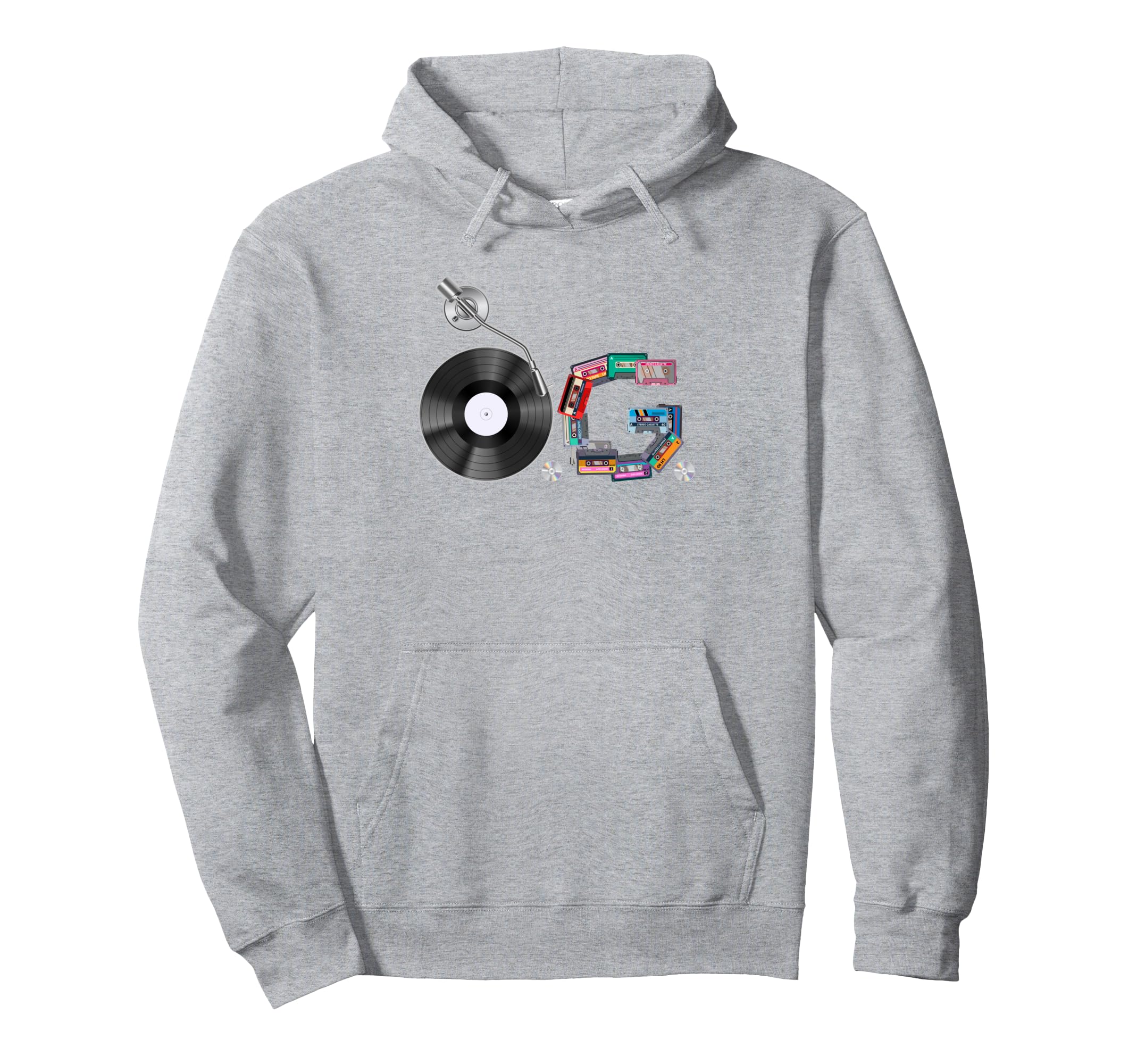 Old School Og Hip Hop Head Vinyl Cds Hoodie - Trendy Graphic for Adults - T-Shirt, Sweatshirt, Hoodie