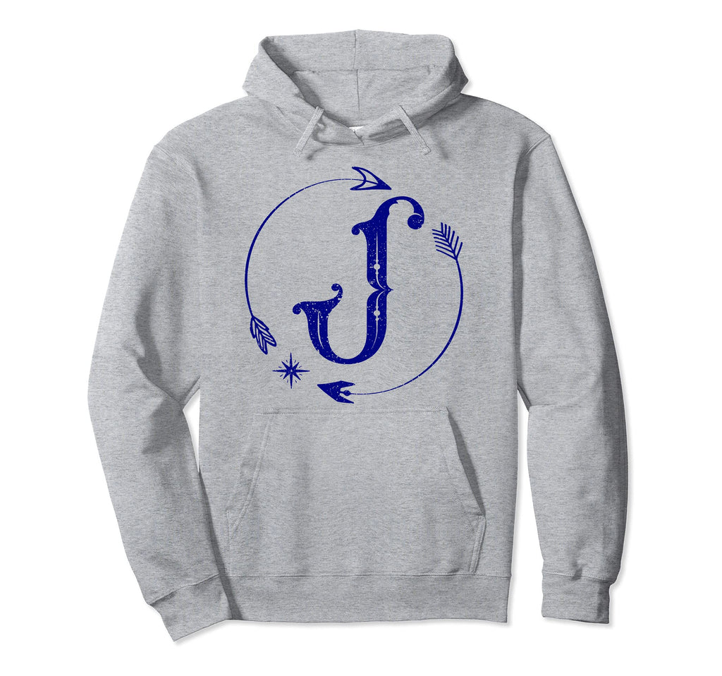 Initial J Monogram Boho Name Letter J Hoodie - Minimalist Print for Adults - T-Shirt, Sweatshirt, Hoodie