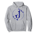 Initial J Monogram Boho Name Letter J Hoodie - Minimalist Print for Adults - T-Shirt, Sweatshirt, Hoodie