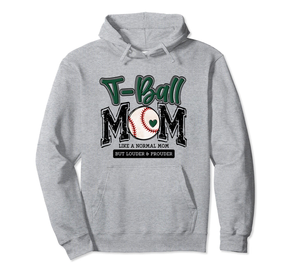T Ball Mom Green Varsity Baseball Mama Hoodie - Graphic Print Unisex - T-Shirt, Sweatshirt, Hoodie
