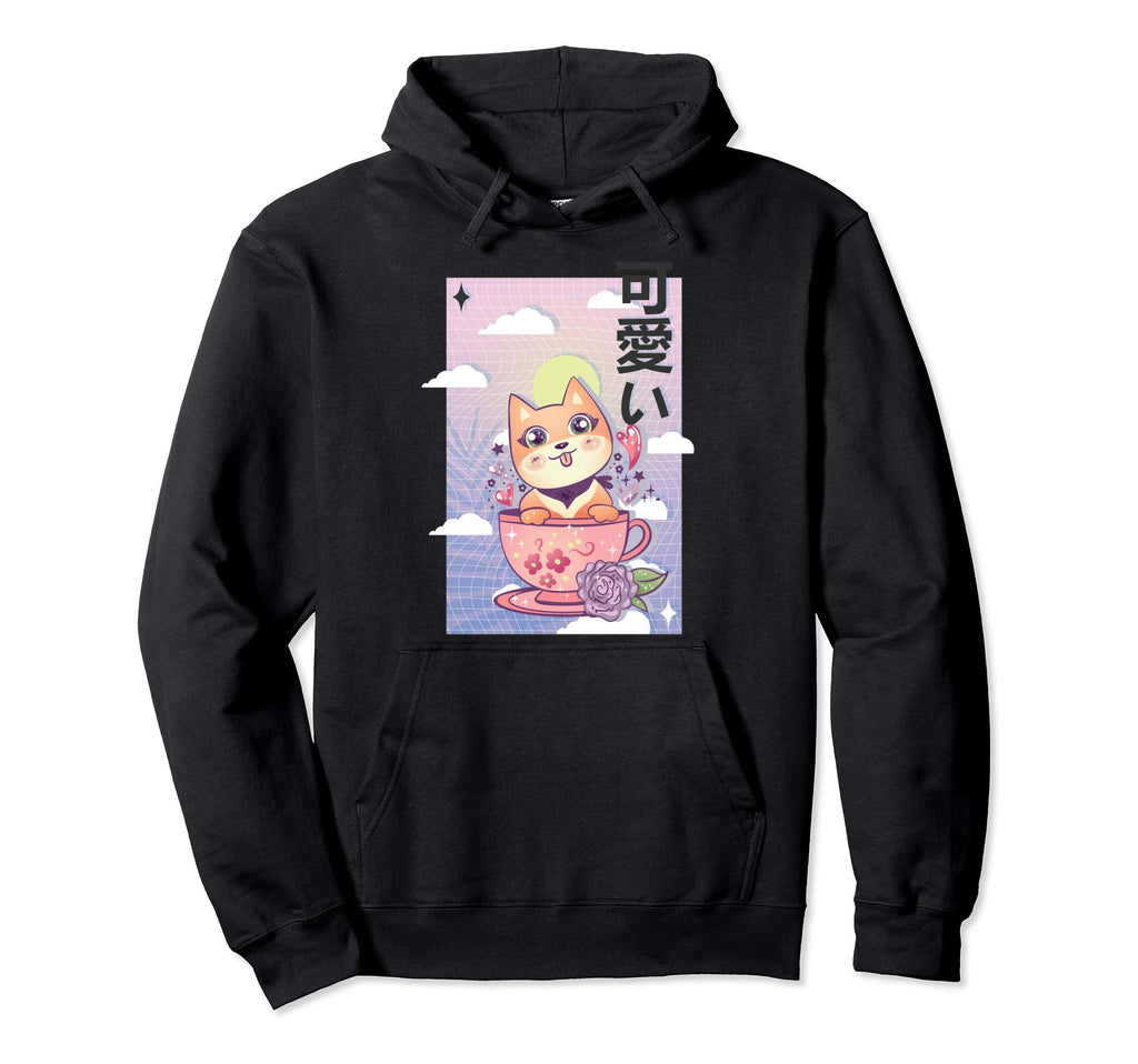 Kawaii Dog 80S Japanese Anime Otaku Hoodie - Custom Art Print Men Women - T-Shirt, Sweatshirt, Hoodie
