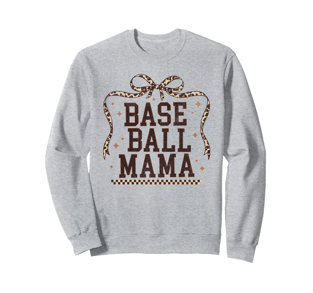 Baseball Mama Coquette Leopard Bow Sweatshirt - Unique Graphic Unisex - T-Shirt, Sweatshirt, Hoodie