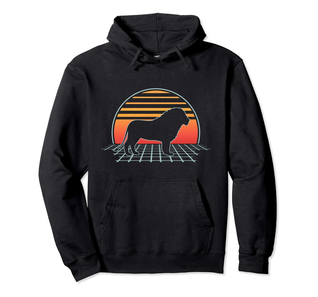 Lion 80S Wild Life Animal Vaporwave Hoodie - Aesthetic Graphic Unisex - T-Shirt, Sweatshirt, Hoodie