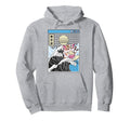 Happy Cat Eating Ramen Surfing Hoodie - Aesthetic Graphic for Adults - T-Shirt, Sweatshirt, Hoodie