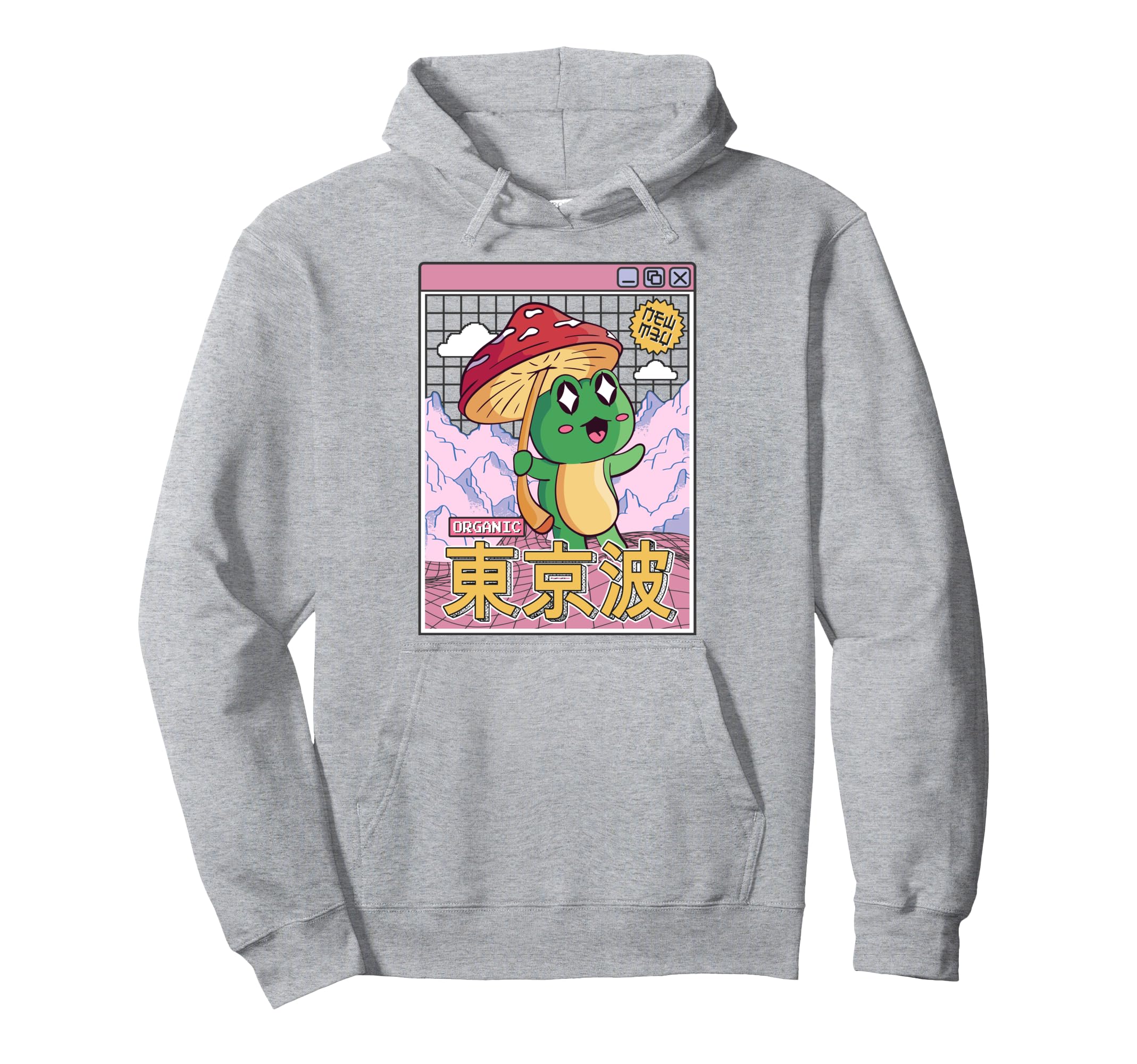 Happy Frog Mushroom Kawaii Vaporwave Hoodie - Novelty Apparel Unisex - T-Shirt, Sweatshirt, Hoodie