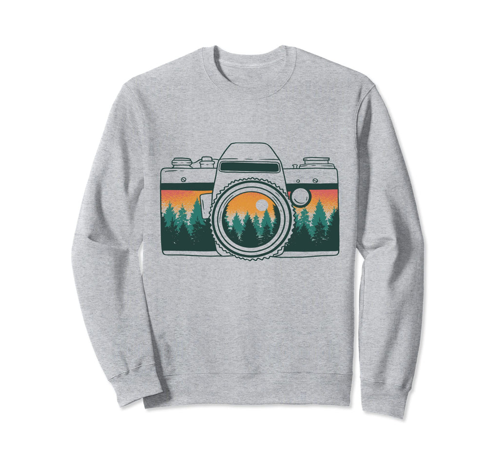 Photographer Camera Trees Nature Sweatshirt - Minimalist Print for Adults - T-Shirt, Sweatshirt, Hoodie