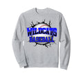 Wildcats Baseball Break Blue Sweatshirt - Unique Graphic for Adults - T-Shirt, Sweatshirt, Hoodie