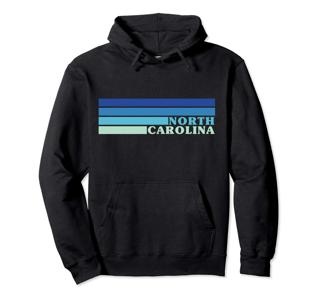 North Carolina Colorful Blue 70S Stripes Hoodie - Fun Novelty Design Unisex - T-Shirt, Sweatshirt, Hoodie