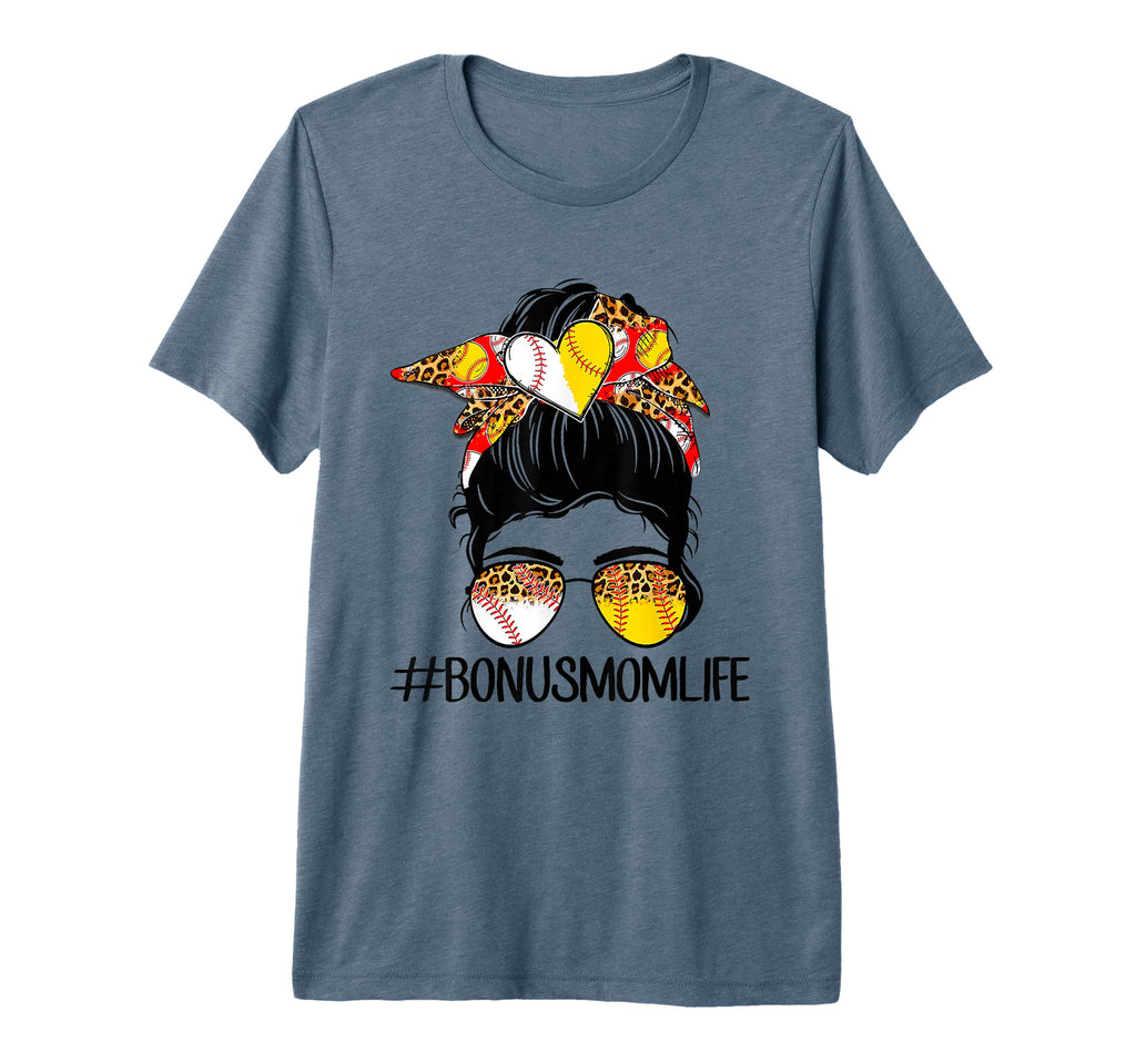 Bonus Mom Life Softball Baseball Mothers T-Shirt - Trendy Graphic Unisex - T-Shirt, Sweatshirt, Hoodie