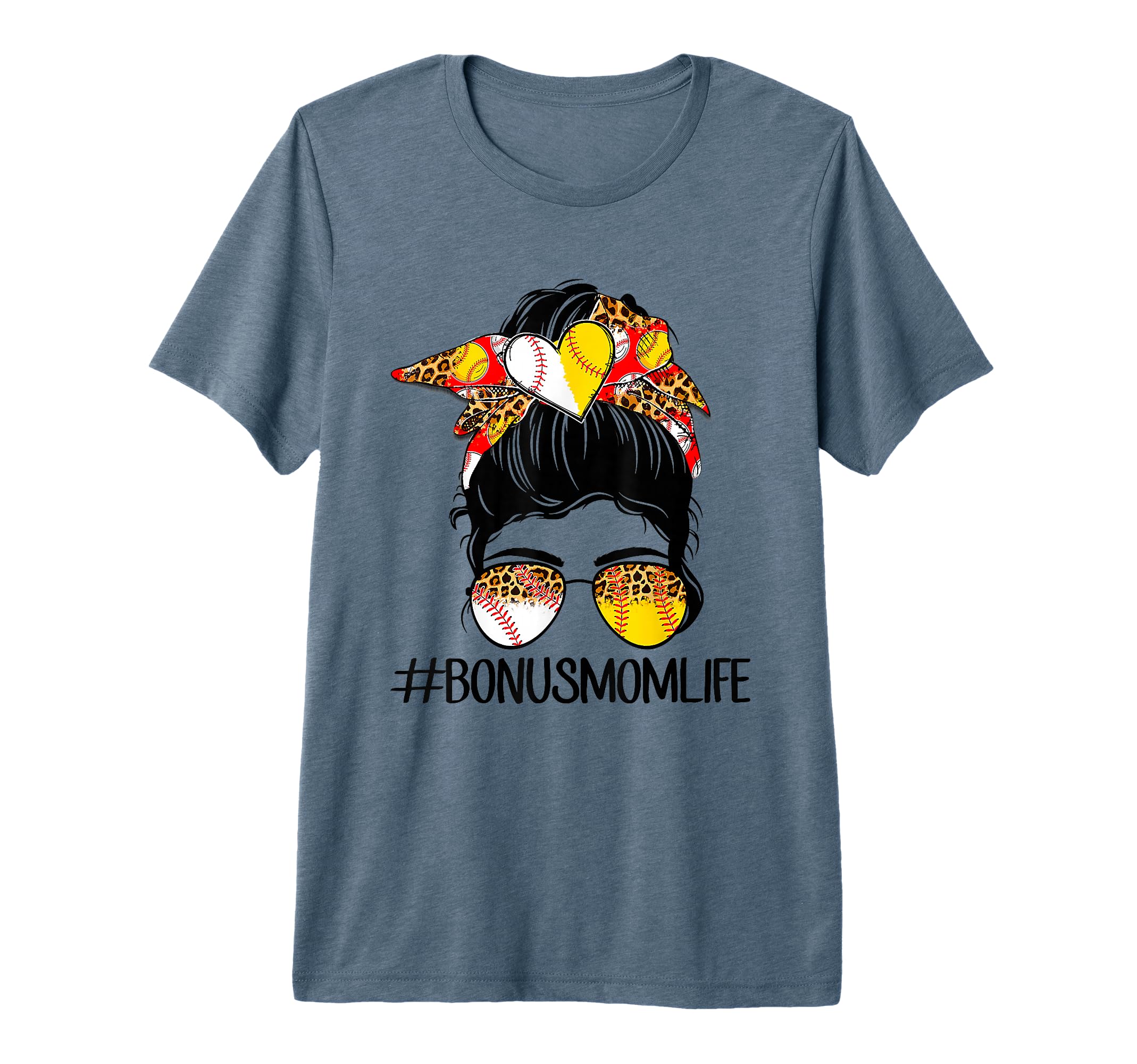 Bonus Mom Life Softball Baseball Mothers T-Shirt - Trendy Graphic Unisex - T-Shirt, Sweatshirt, Hoodie