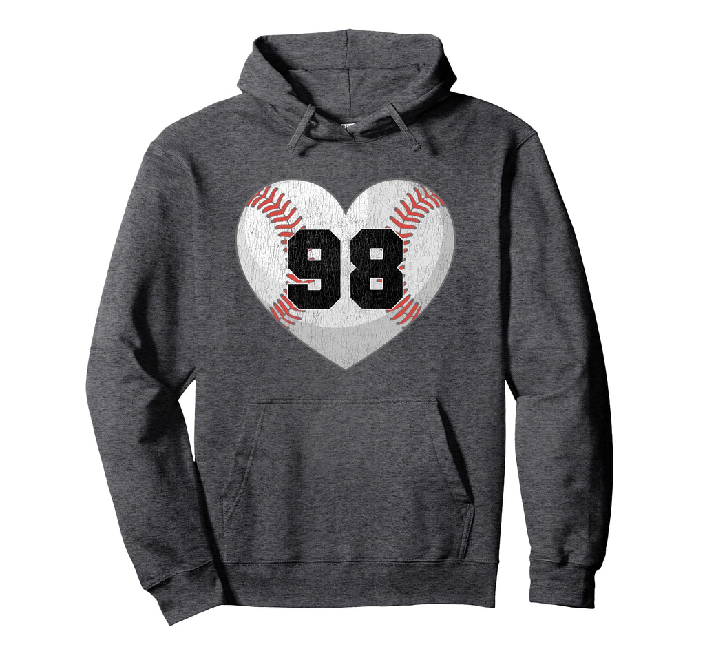 Baseball Number 98 Distressed Hoodie - Casual Everyday Wear for Adults - T-Shirt, Sweatshirt, Hoodie