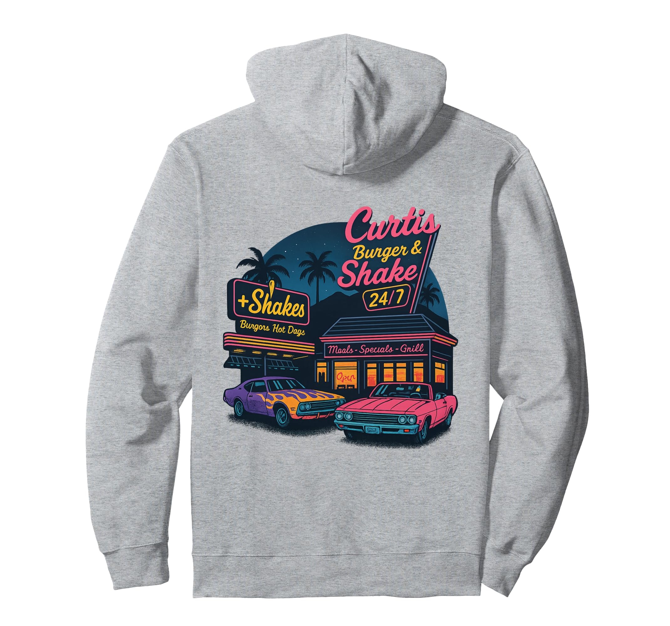 Curtis Burger And Shake Diner Night Back Hoodie - Graphic Print Men Women - T-Shirt, Sweatshirt, Hoodie