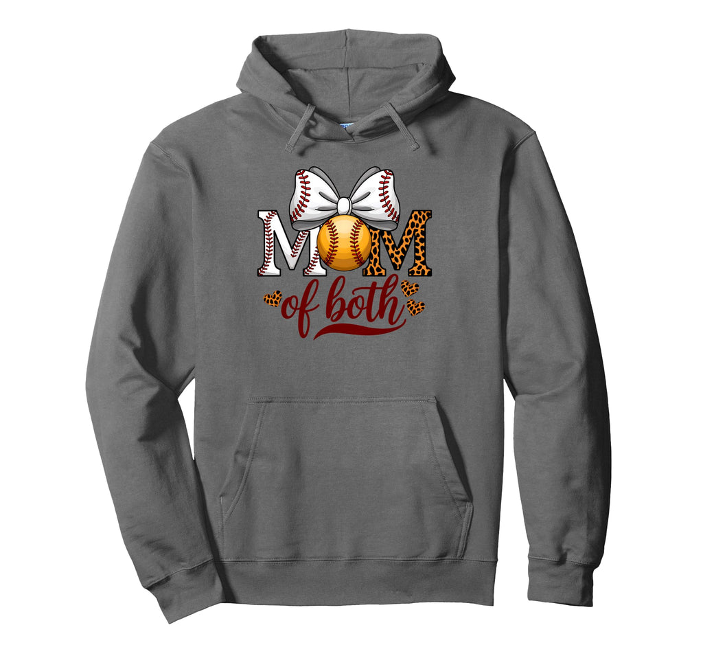 Mom Both Baseball Softball Coquette Bow Hoodie - Novelty Apparel Unisex - T-Shirt, Sweatshirt, Hoodie