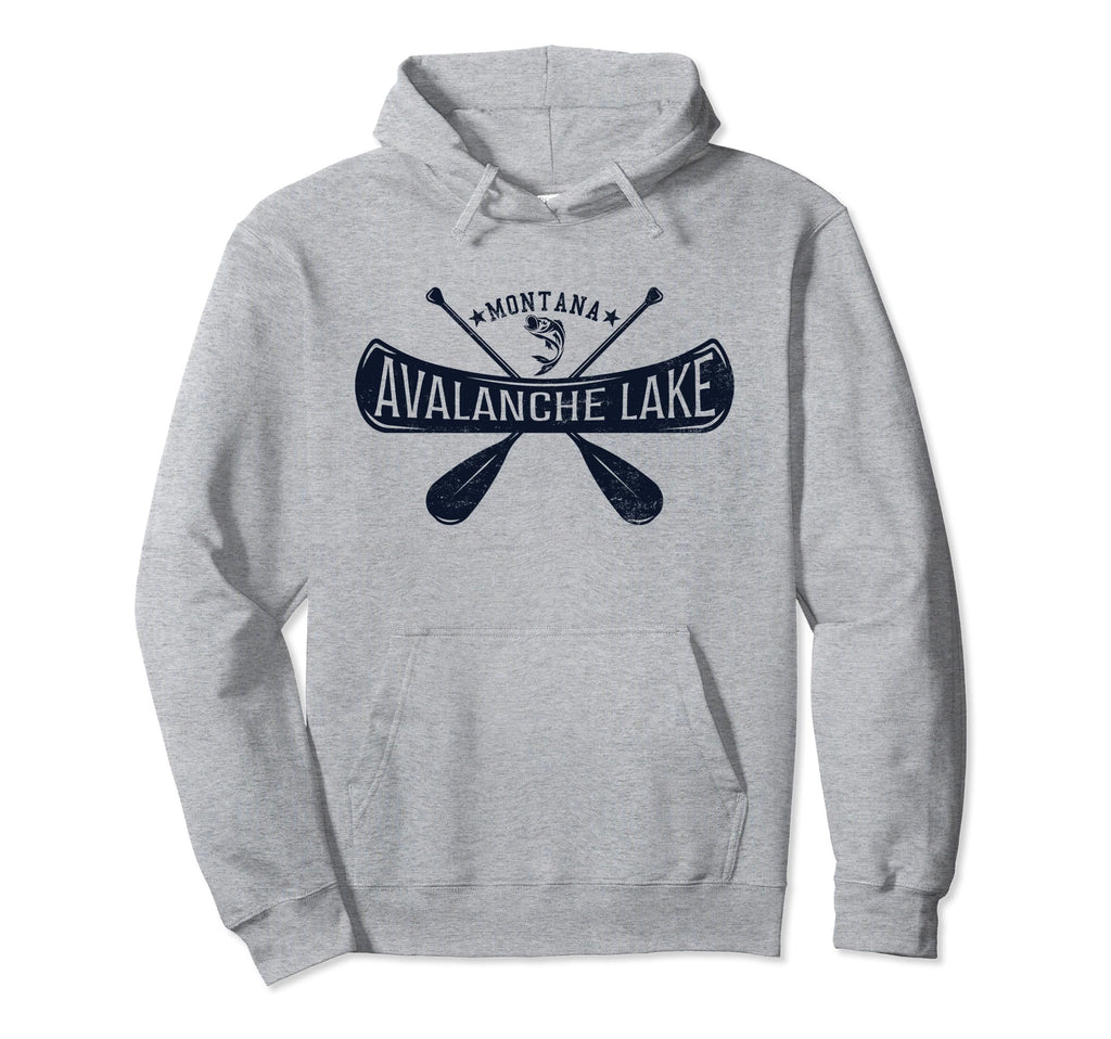 Avalanche Lake Montana Distressed Hoodie - Graphic Print Unisex - T-Shirt, Sweatshirt, Hoodie