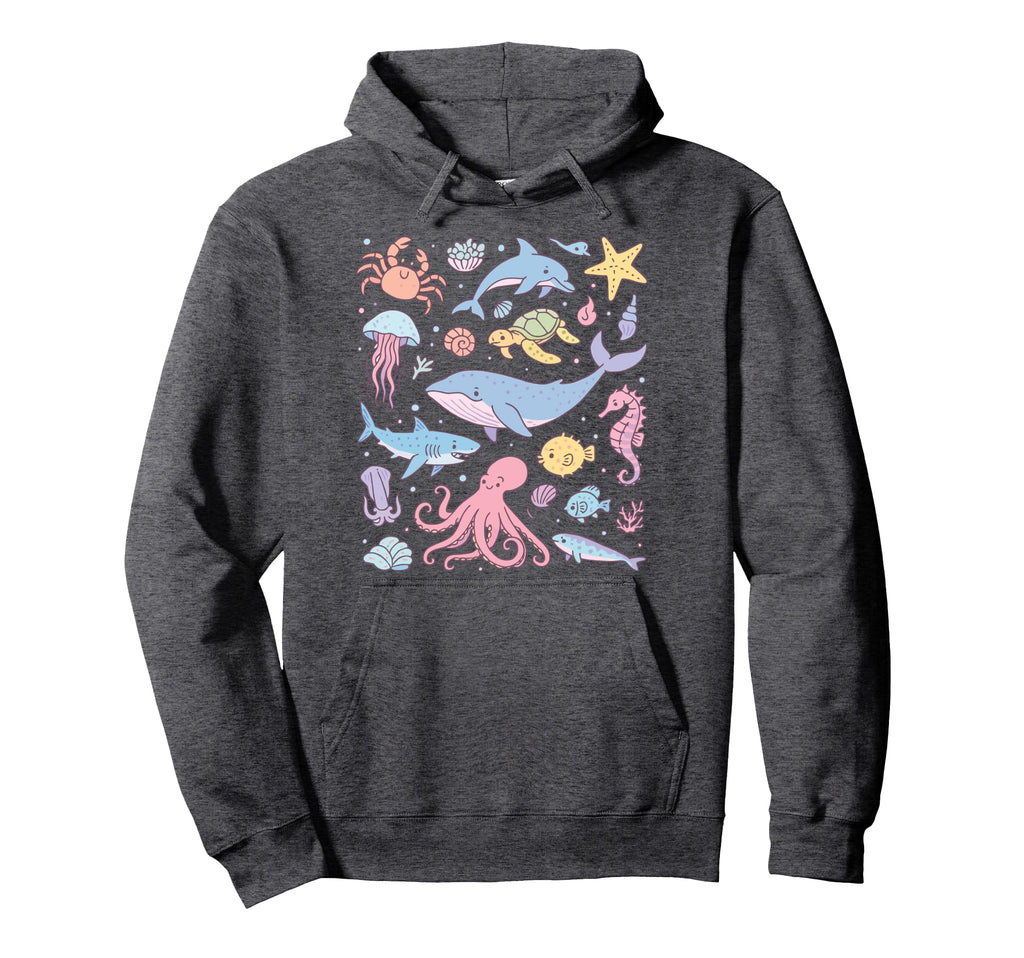 Ocean Life Sea Aesthetic Dolphin Beach 90S Hoodie - Novelty Apparel Unisex - T-Shirt, Sweatshirt, Hoodie