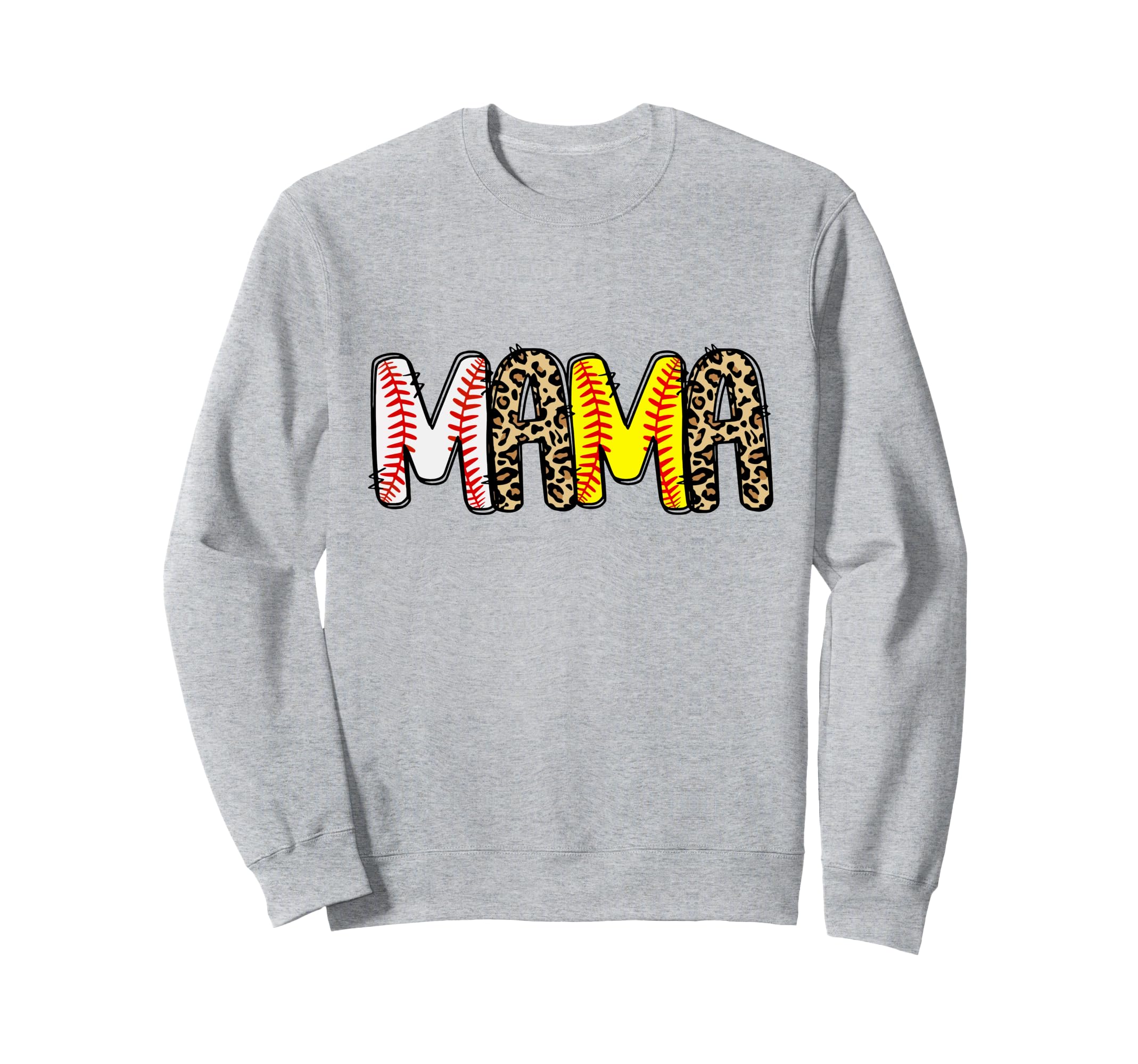 Mama Mom Both Leopard Baseball Softball Sweatshirt - Graphic Print Unisex - T-Shirt, Sweatshirt, Hoodie
