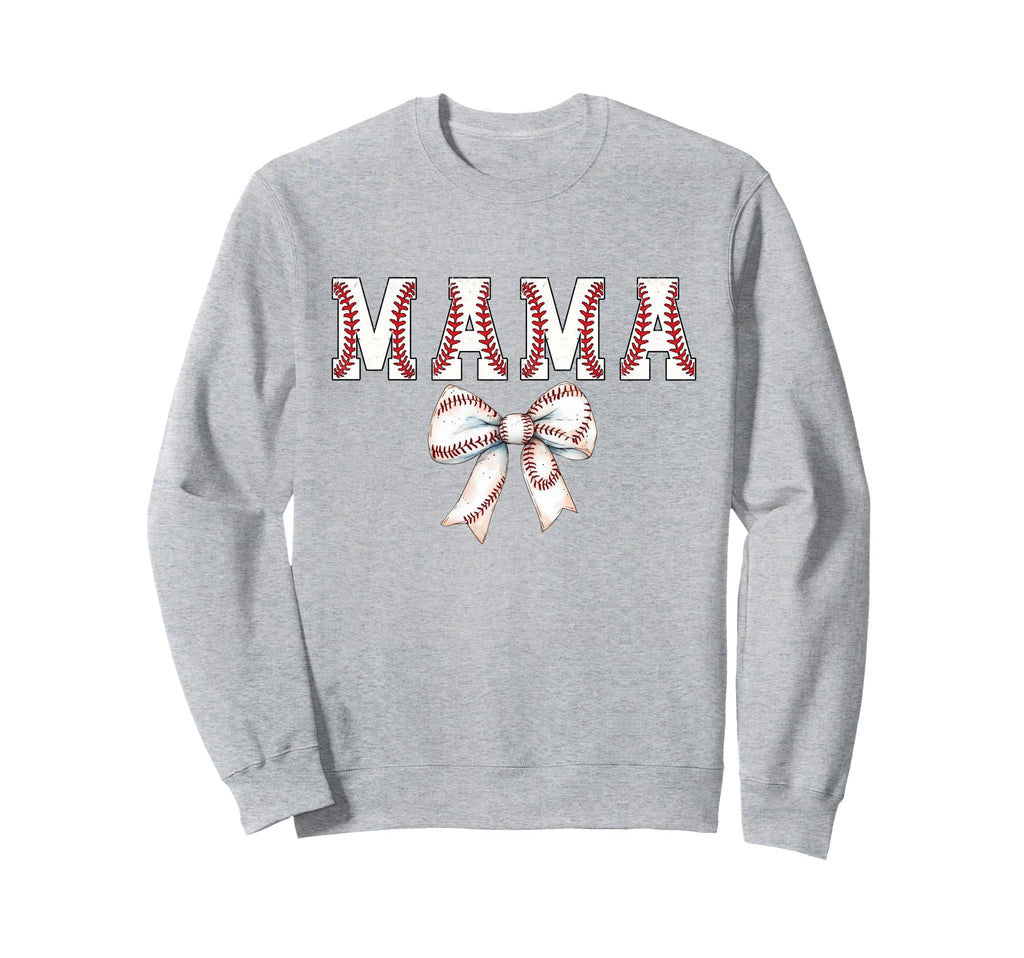 Baseball Mom Bow Baseball Mama Sweatshirt - Aesthetic Graphic Men Women - T-Shirt, Sweatshirt, Hoodie