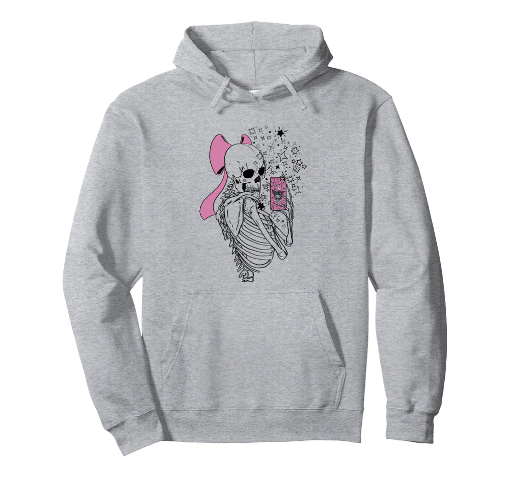 Goth Skeleton Makes Selfie Aesthetic Hoodie - Novelty Apparel Men Women - T-Shirt, Sweatshirt, Hoodie