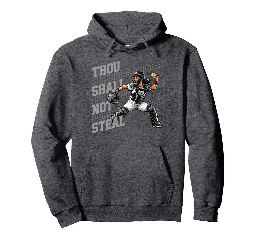 Softball Catcher Teen Thou Shall Not Hoodie - Custom Art Print Men Women - T-Shirt, Sweatshirt, Hoodie