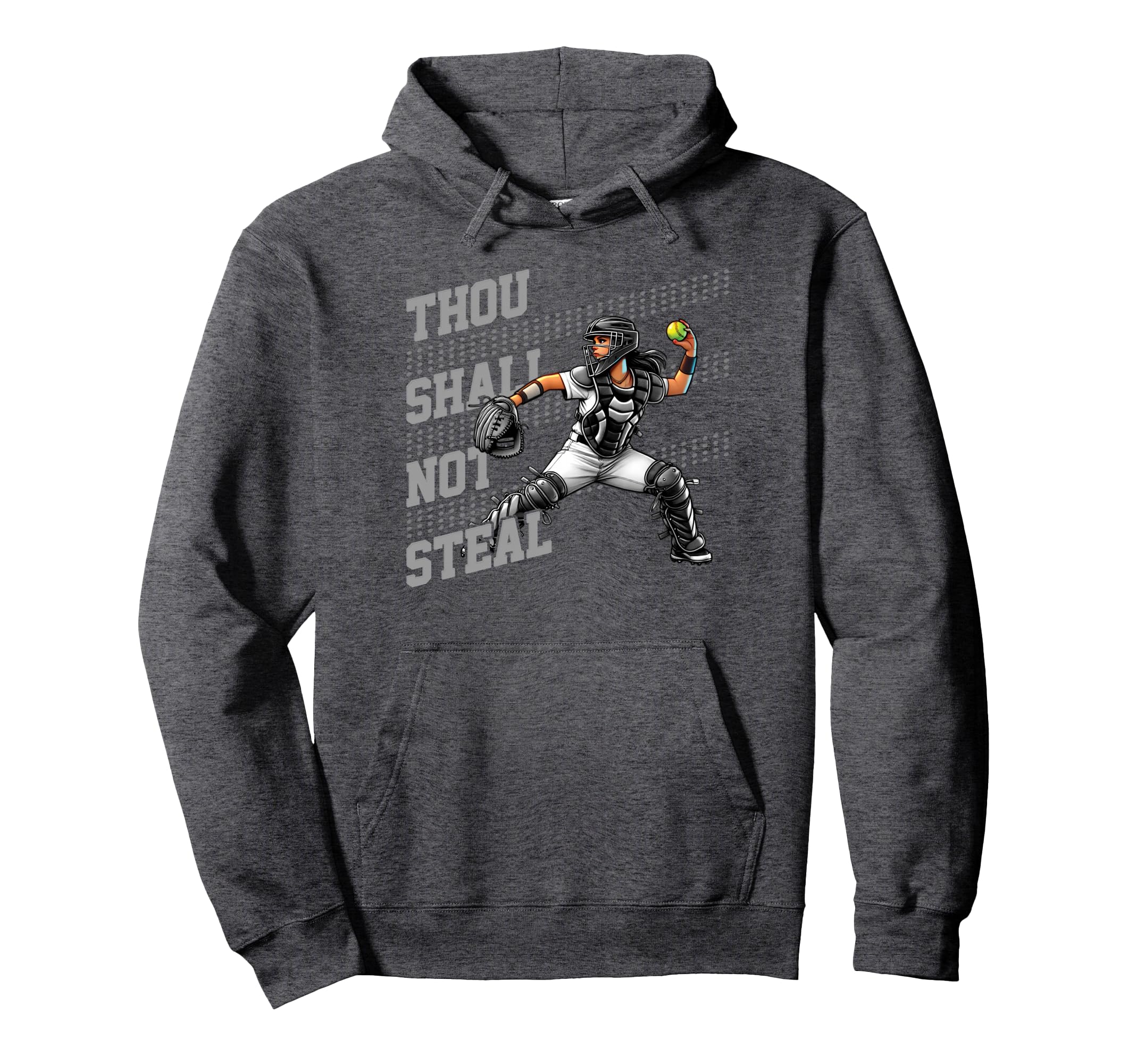 Softball Catcher Teen Thou Shall Not Hoodie - Custom Art Print Men Women - T-Shirt, Sweatshirt, Hoodie