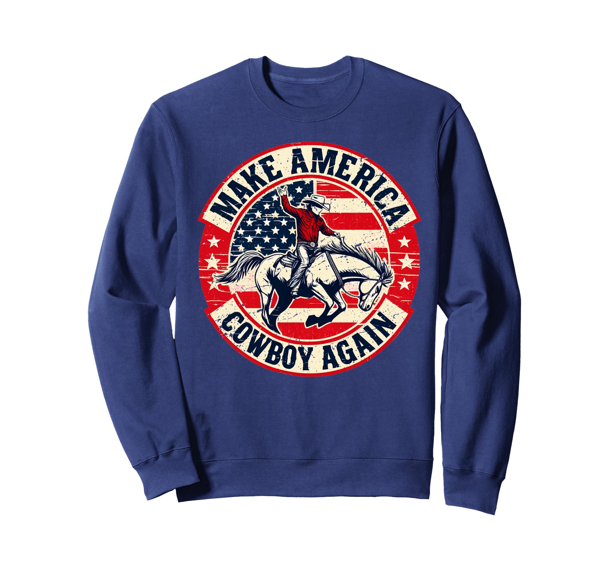 Western Rodeo Usa Flag Makes America Sweatshirt - Graphic Print for Adults - T-Shirt, Sweatshirt, Hoodie