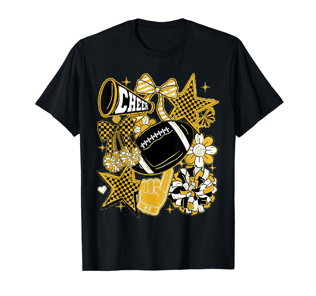 Coquette Bow Football Gold Black Game T-Shirt - Minimalist Print Unisex - T-Shirt, Sweatshirt, Hoodie