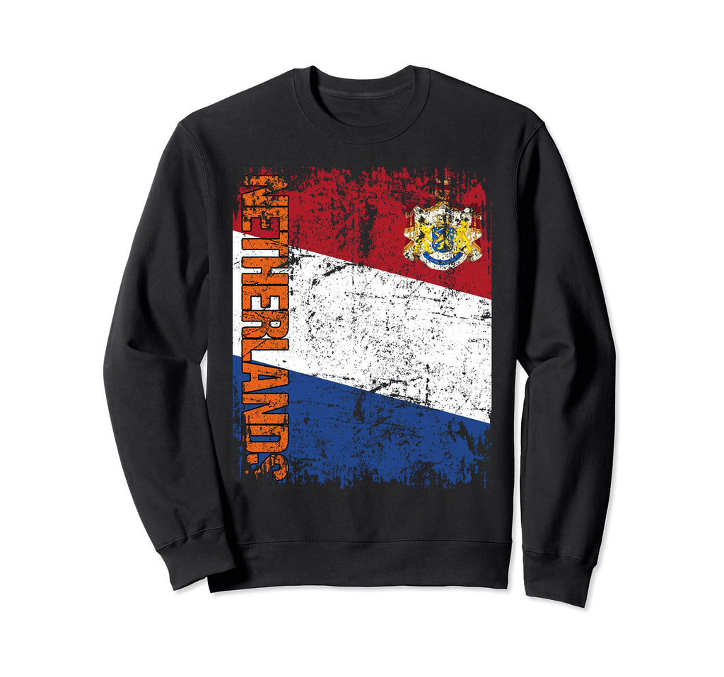 Netherlands Flag Distressed Sweatshirt - Novelty Apparel Men Women - T-Shirt, Sweatshirt, Hoodie