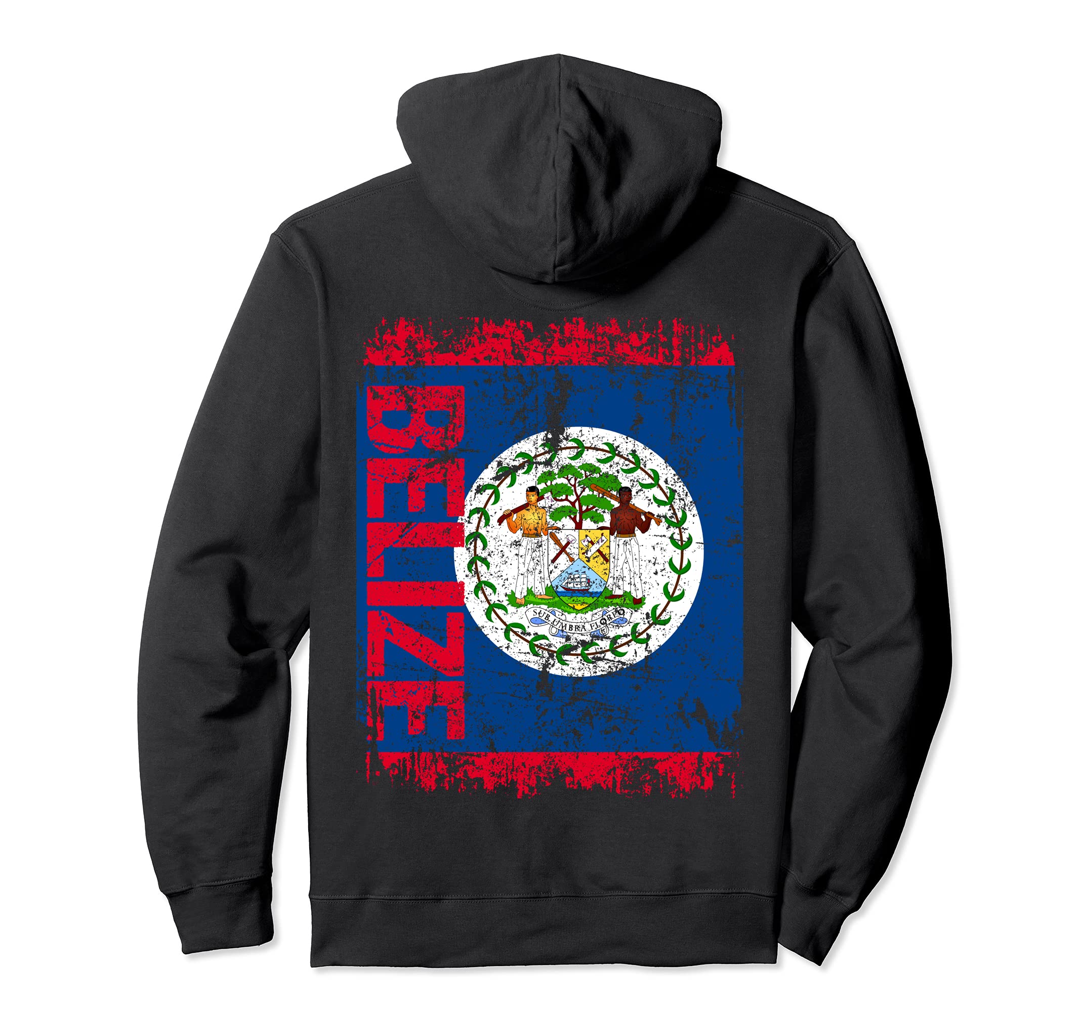 Belize Flag Distressed Belize Hoodie - Graphic Print Men Women - T-Shirt, Sweatshirt, Hoodie