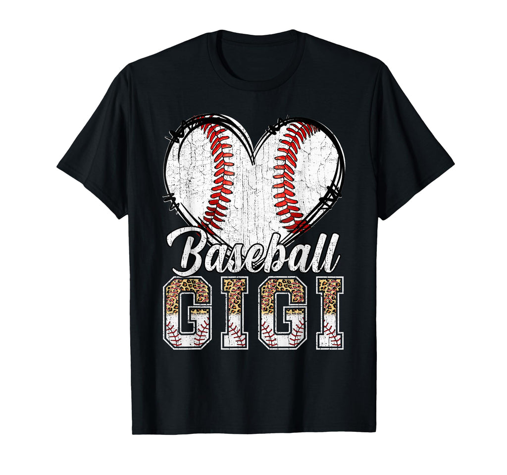 Softball Baseball Gigi Heart Leopard T-Shirt - Streetwear Style for Adults - T-Shirt, Sweatshirt, Hoodie