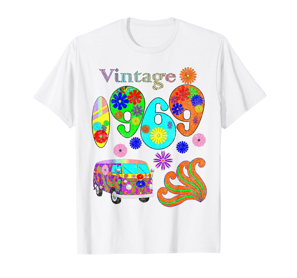 50Th Birthday Distressed 1969 Flower T-Shirt - Unique Graphic Men Women - T-Shirt, Sweatshirt, Hoodie