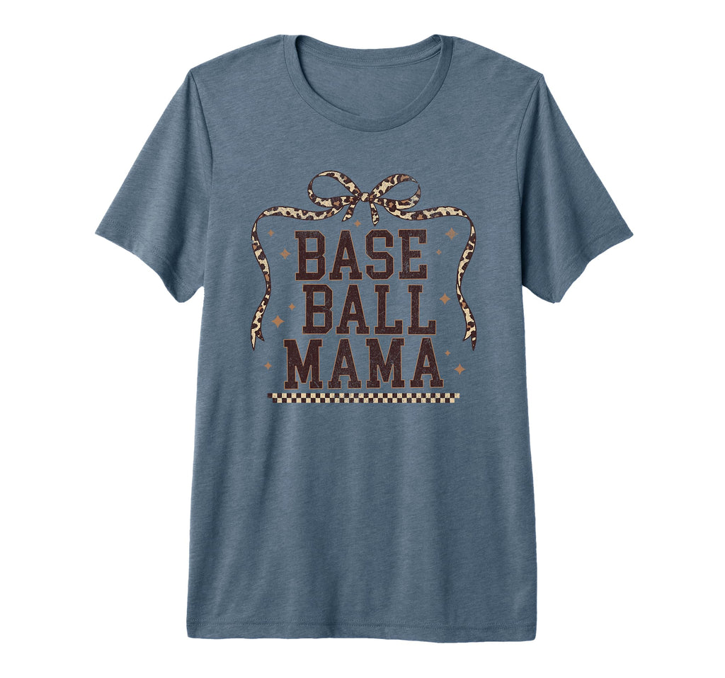 Baseball Mama Coquette Leopard Bow T-Shirt - Unique Graphic Men Women - T-Shirt, Sweatshirt, Hoodie