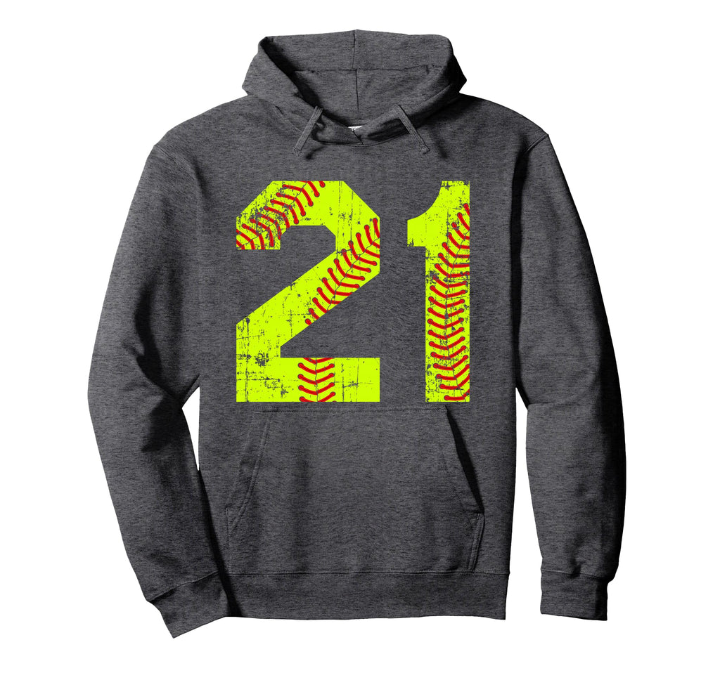 Softball 21 Jersey Number Hoodie - Trendy Graphic Men Women - T-Shirt, Sweatshirt, Hoodie