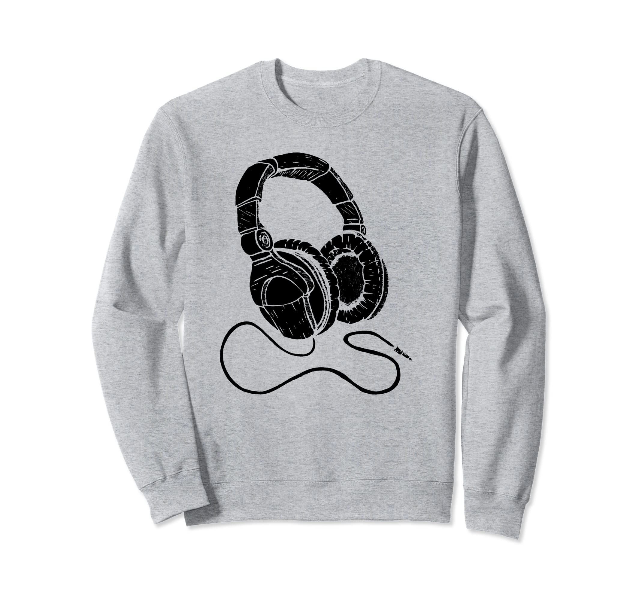 Hip Hop Over Ear Headphones Old Sweatshirt - Custom Art Print for Adults - T-Shirt, Sweatshirt, Hoodie