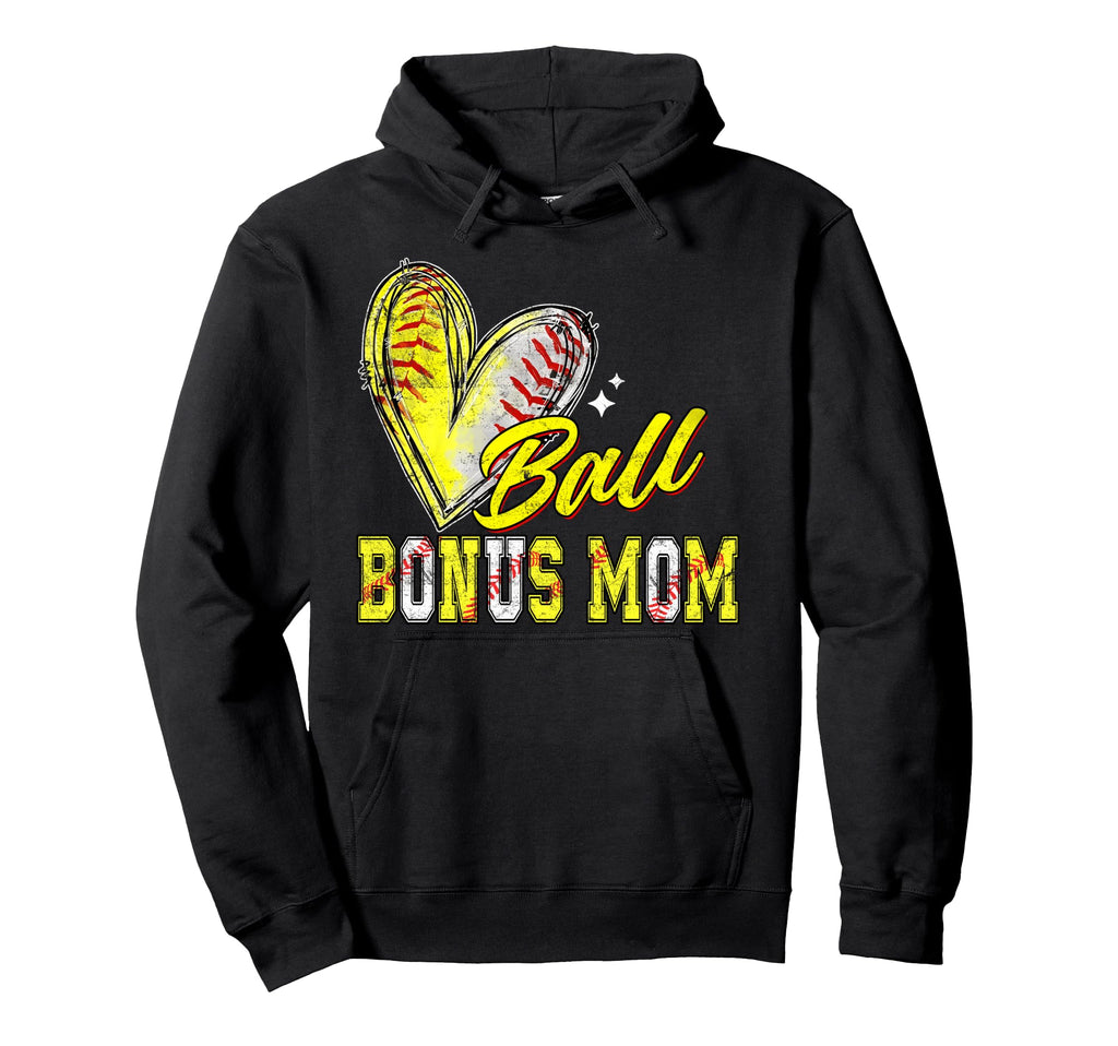 Funny Ball Bonus Mom Softball Baseball Hoodie - Minimalist Print Unisex - T-Shirt, Sweatshirt, Hoodie