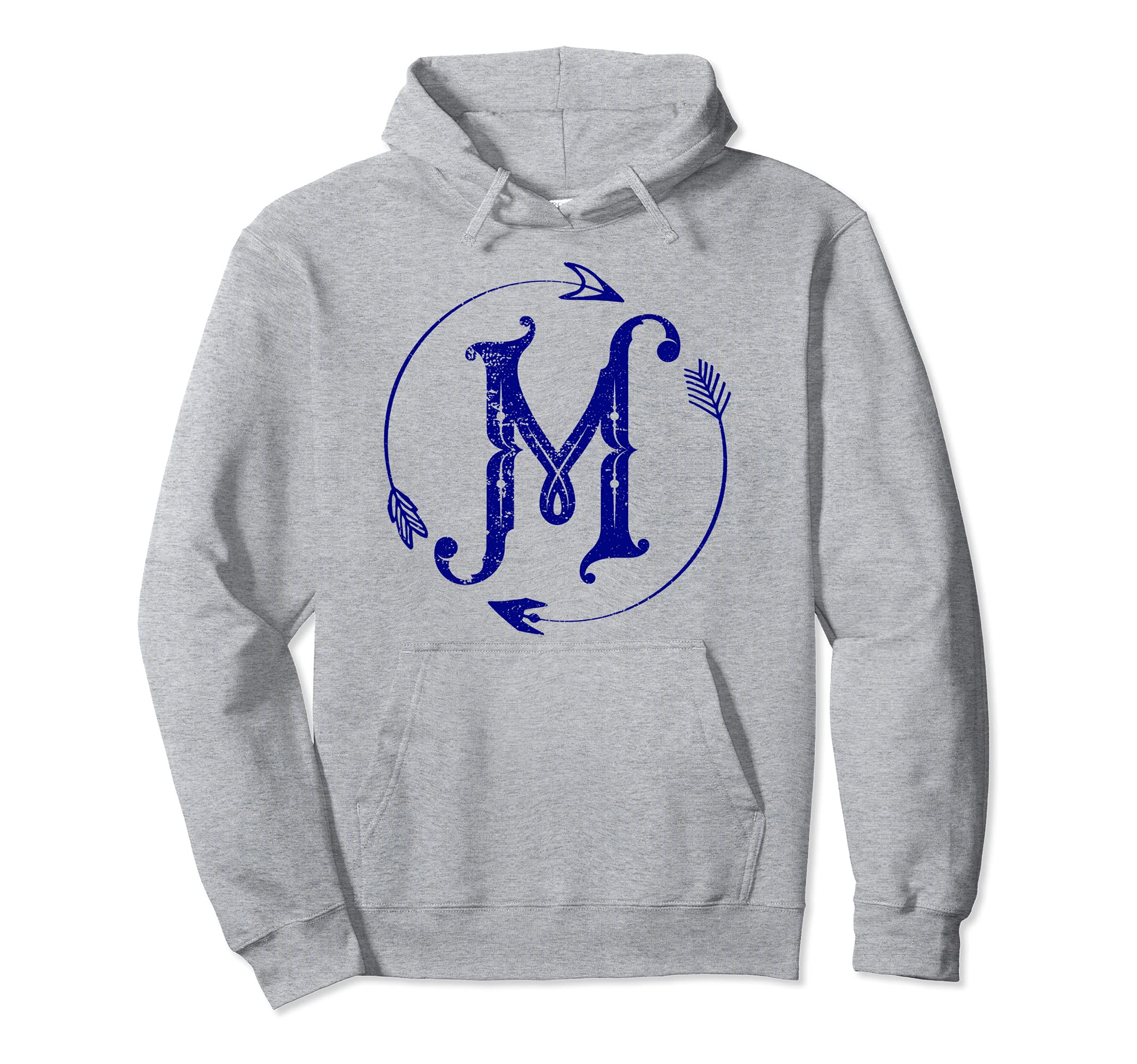 Initial M Monogram Boho Name Letter M Hoodie - Streetwear Style Men Women - T-Shirt, Sweatshirt, Hoodie