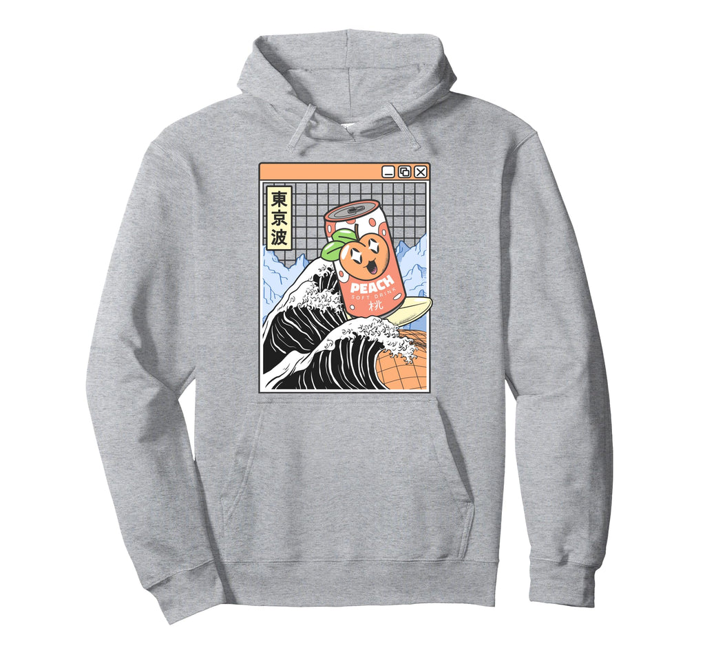 Peach Soda Surfing Kanagawa Wave Hoodie - Fun Novelty Design Men Women - T-Shirt, Sweatshirt, Hoodie
