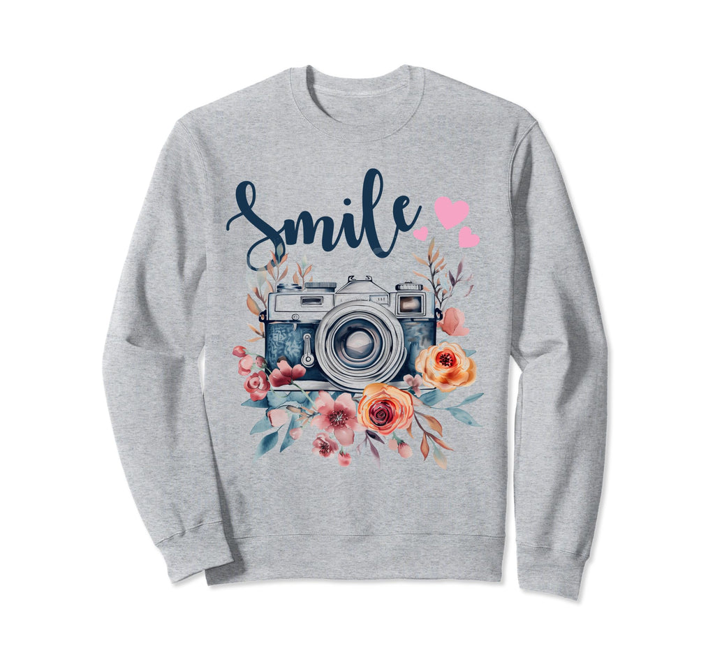 Photographer Smile Camera Flowers Sweatshirt - Streetwear Style Men Women - T-Shirt, Sweatshirt, Hoodie
