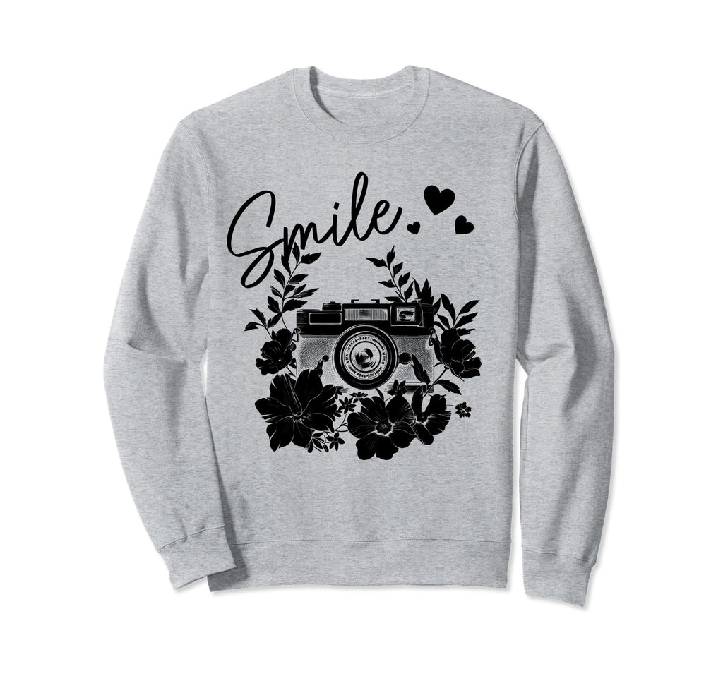Photographer Smile Camera Flowers Sweatshirt - Custom Art Print for Adults - T-Shirt, Sweatshirt, Hoodie