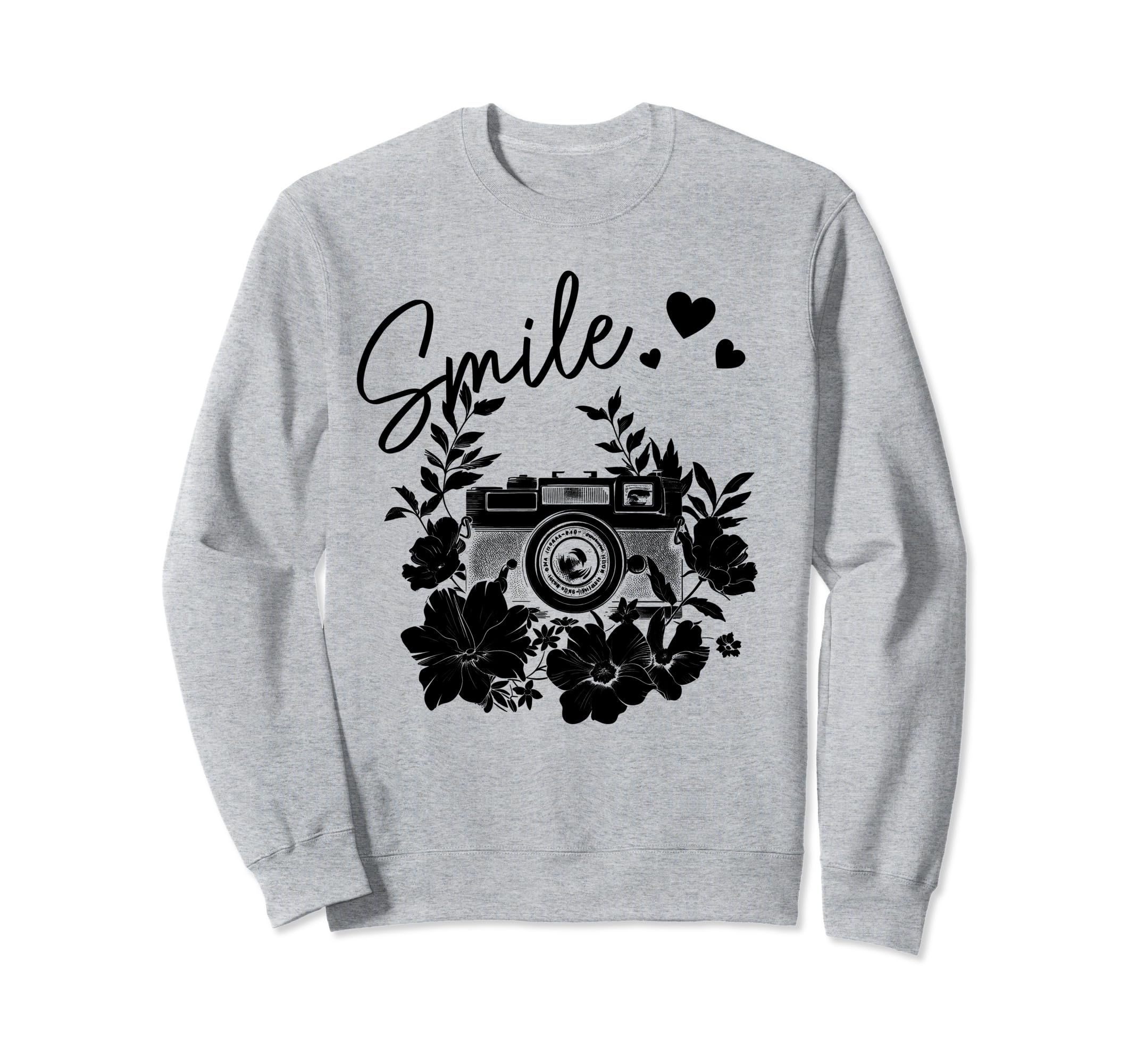 Photographer Smile Camera Flowers Sweatshirt - Custom Art Print for Adults - T-Shirt, Sweatshirt, Hoodie