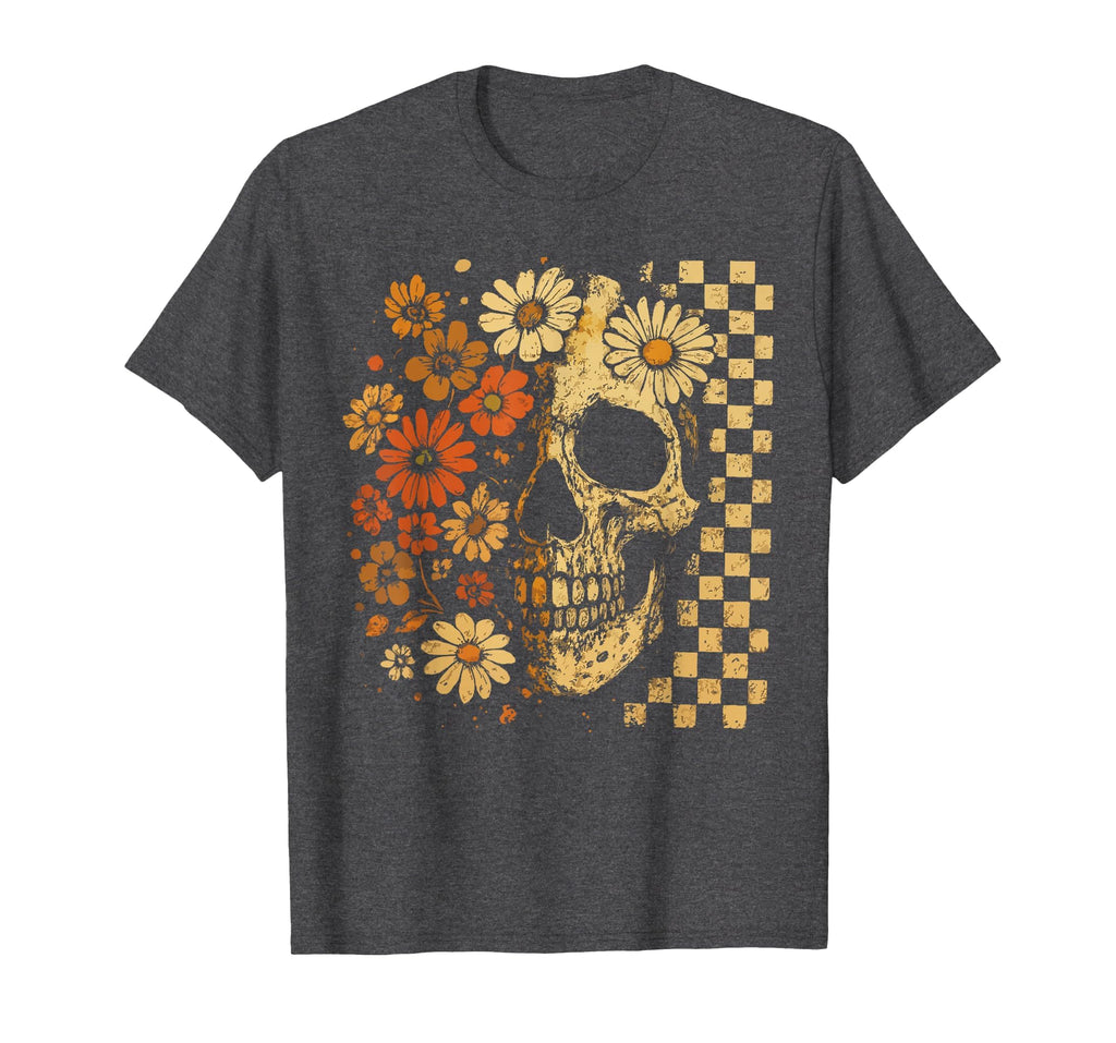Floral Skull Grunge Aesthetic T-Shirt - Fun Novelty Design Unisex - T-Shirt, Sweatshirt, Hoodie