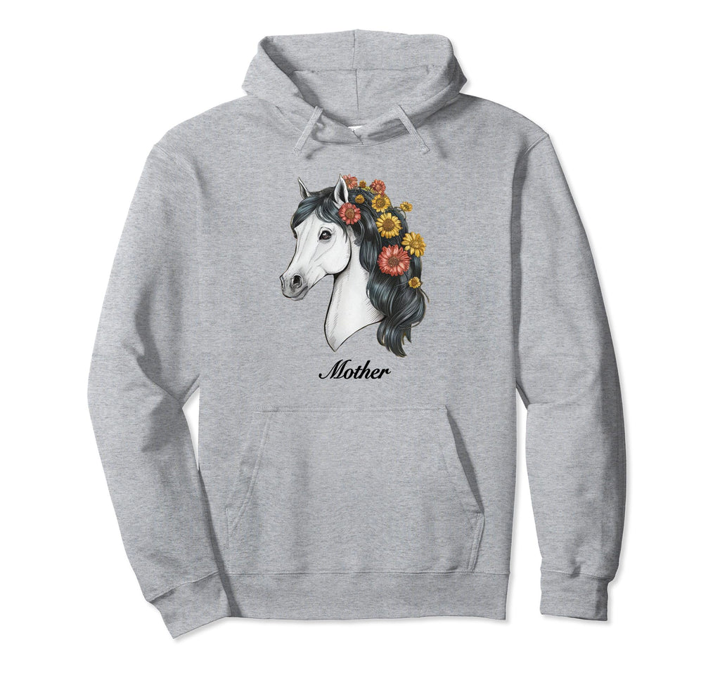 Coquette White Horse Flowers Mother Hoodie - Graphic Print Men Women - T-Shirt, Sweatshirt, Hoodie