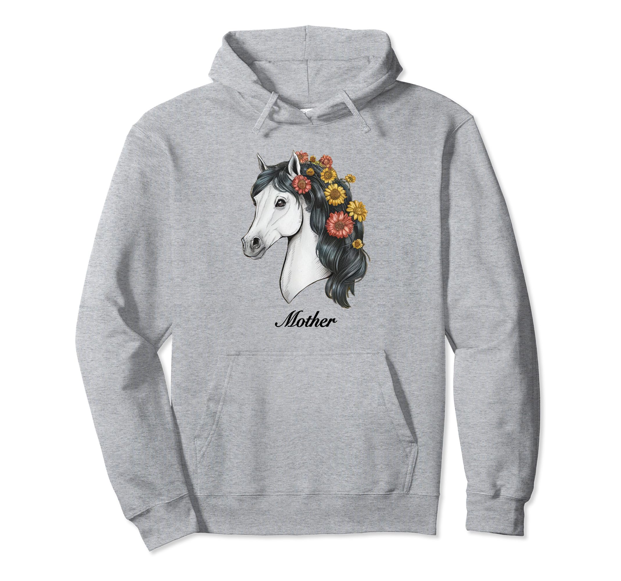 Coquette White Horse Flowers Mother Hoodie - Graphic Print Men Women - T-Shirt, Sweatshirt, Hoodie
