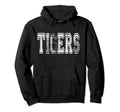 Tigers Mascot Distressed School Sports Hoodie - Graphic Print for Adults - T-Shirt, Sweatshirt, Hoodie