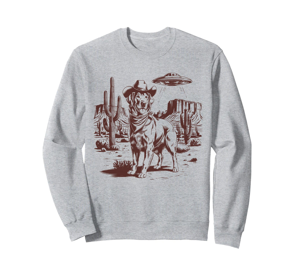 Golden Retriever Ufo Western Sweatshirt - Fun Novelty Design for Adults - T-Shirt, Sweatshirt, Hoodie