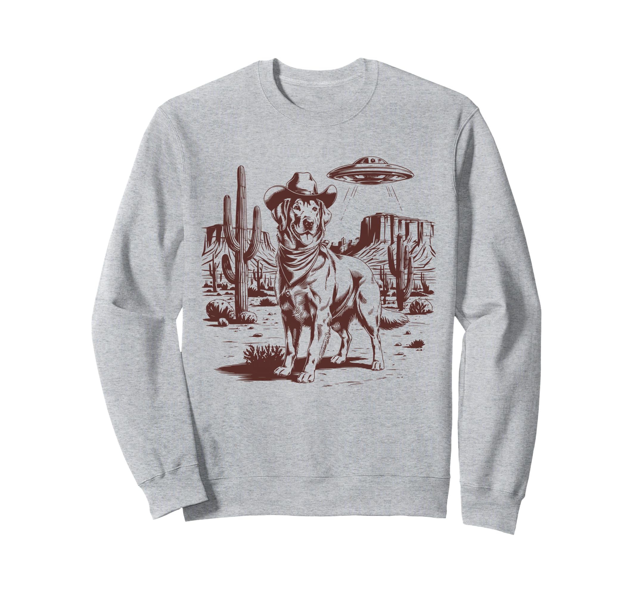 Golden Retriever Ufo Western Sweatshirt - Fun Novelty Design for Adults - T-Shirt, Sweatshirt, Hoodie