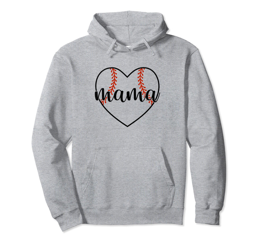 Baseball Mama Heart Baseball Hoodie - Casual Everyday Wear Unisex - T-Shirt, Sweatshirt, Hoodie