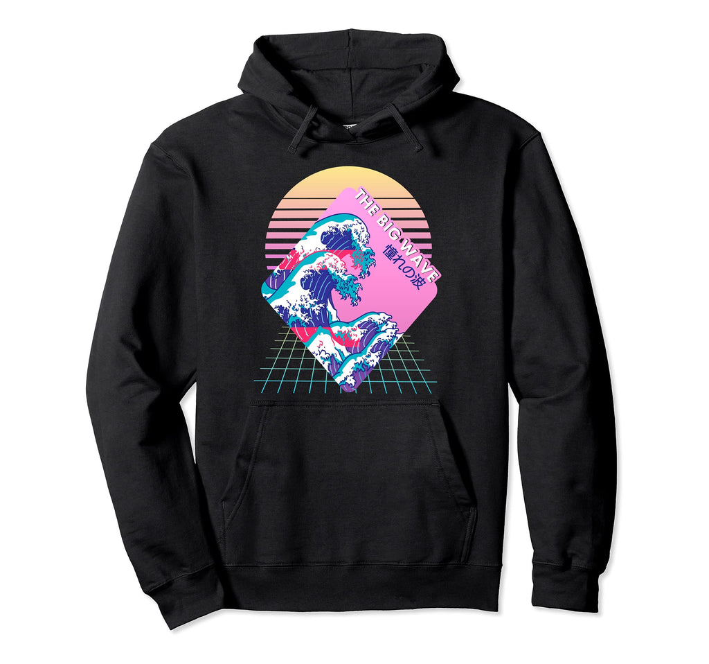 Great Wave Japanese Vaporwave 90S Hoodie - Casual Everyday Wear Men Women - T-Shirt, Sweatshirt, Hoodie