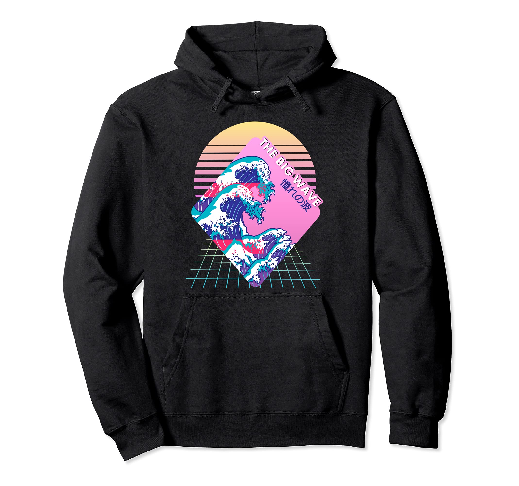 Great Wave Japanese Vaporwave 90S Hoodie - Casual Everyday Wear Men Women - T-Shirt, Sweatshirt, Hoodie